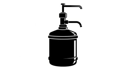 Obraz premium A simple black and white illustration of a water jug pump dispenser with a handle and spout