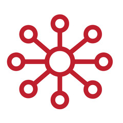 Fototapeta premium red network connection symbol with multiple nodes and lines representing communication and relationships