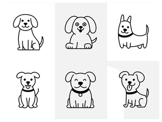 Dog Cartoon Collection of Six Cute Happy Puppy Characters