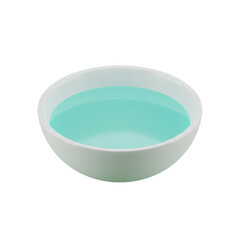 White Bowl Filled with Turquoise Liquid
