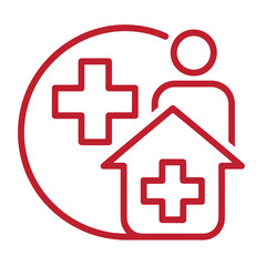 Obraz premium Medical care and health services icon with a person house and cross symbol for healthcare and wellness concept