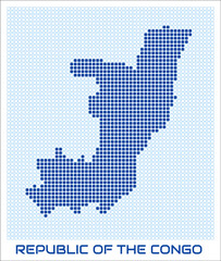 Obraz premium Republic of the Congo dot map. Dotted shape of the country. Republic of the Congo boundary dots with title. Vector illustration.