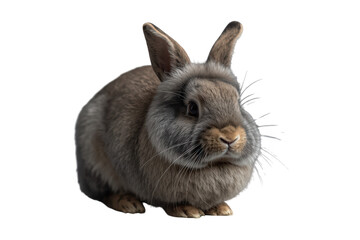 Fototapeta premium Rabbit with soft fur and long ears, seen as a charming and beloved companion or small mammal. Transparent background