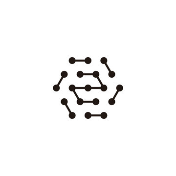 Number 2 hexagon, molecule rounded geometric symbol simple logo vector