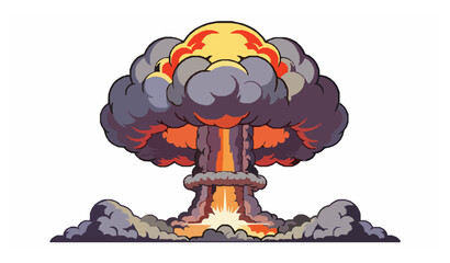 Atomic bomb mushroom cloud cartoon explosion effect vector illustration © MD