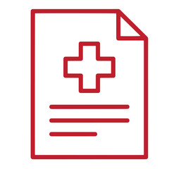Obraz premium red medical document icon with a cross on a white background