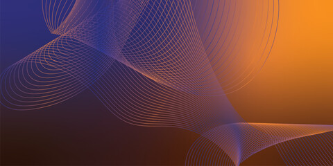 Abstract navy and yellow luminous waves sweeping across a dark atmospheric background with scattered sparkling micro particles, modern digital technology theme, vector style.