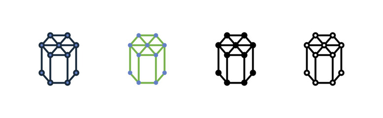 crystal structure icon. outline glyph flat filled line style