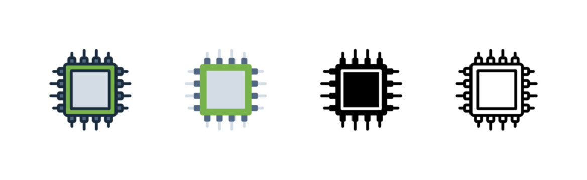semiconductor icon. outline glyph flat filled line style