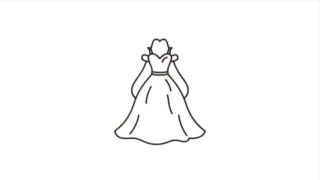 Thin Line Vector Icons Collection of Wedding Elements Featuring Rings Cake Dress and Eye Symbol on White Background
