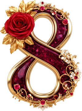 numero 8, marco, rosa roja, dorada, antig&uuml;edad, imagen, antique, viejo, foto, decoraciones, arte, arcen, designio, barroco, madera, en blanco, descargar, objeto, retro, muro, fondos de pantalla, museo