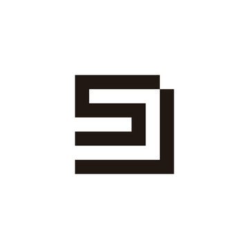 Letter SJ square geometric symbol simple logo vector