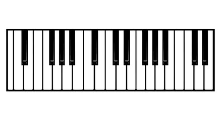 Fototapeta premium Minimalist black and white piano keyboard illustration for graphic resources.