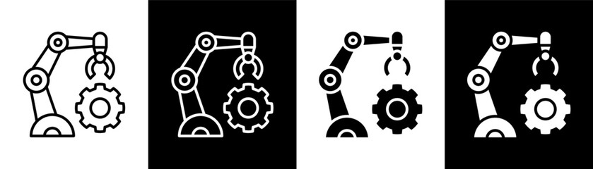 robotics white icon set design