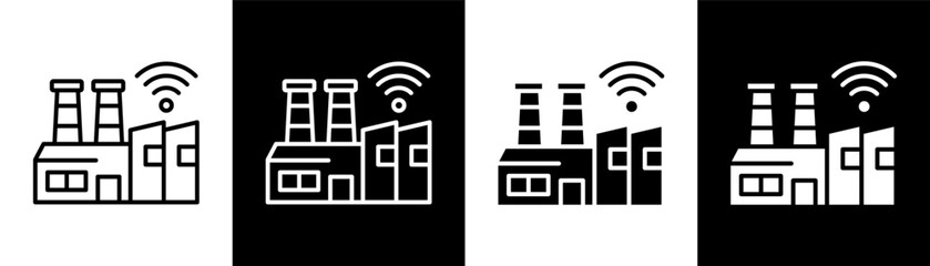 smart factory white icon set design