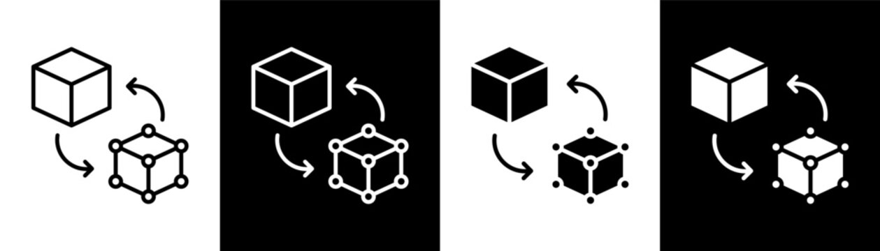digital twin white icon set design