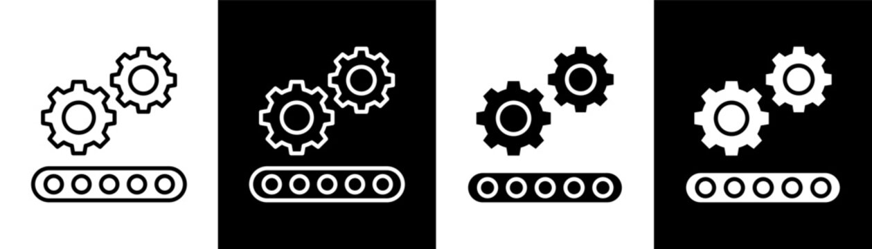 machine white icon set design