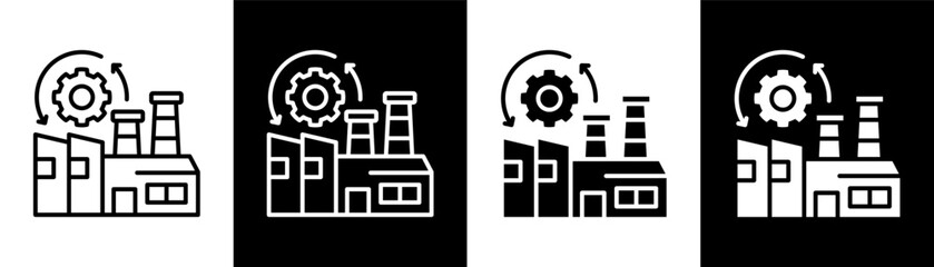 Industrial Revolution white icon set design