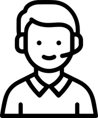 Obraz premium Hand Drawn Male Customer Service Agent Black and White Avatar Illustration in Minimal Line Art Style Design