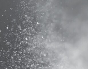 Obraz premium Abstract grayscale image of a spray or mist. Particles of light gray form a dynamic pattern, appearing as small, blurred circles against a smoky, muted gray backdrop