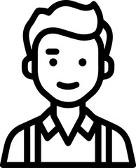 Obraz premium Hand Drawn Male Customer Service Agent Black and White Avatar Illustration in Minimal Line Art Style Design