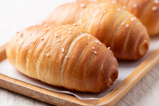 Salt bread (Shio pan) with sea salt flakes, Japanese bakery style