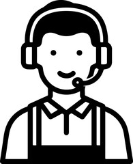 Obraz premium Hand Drawn Male Customer Service Agent Black and White Avatar Illustration in Minimal Line Art Style Design