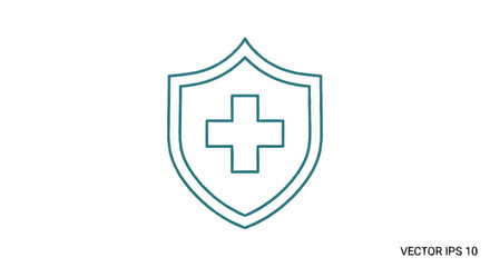 Obraz premium Shield with Medical Cross Symbol for Health Protection.