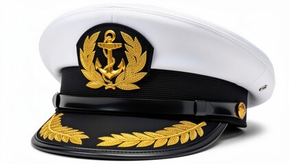 Classic Naval Cap: A meticulously crafted navy cap, emblazoned with an emblem, representing tradition and authority.