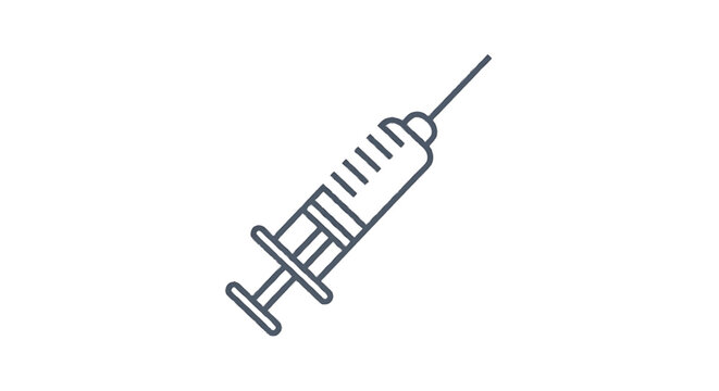 Simple Line Art Syringe Icon with Needle.