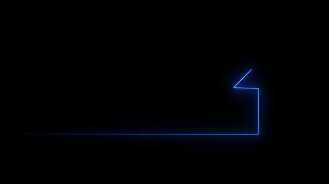 Blue neon light arrow pointing up with thin glowing line animation for tech or finance , with video animation.