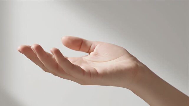 Close-up of an open human hand with palm facing upwards, symbolizing concepts of giving, receiving, offering, or holding something in a gesture of welcome or request