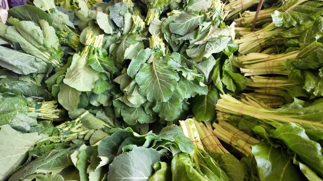 Fresh greens at the local market display
