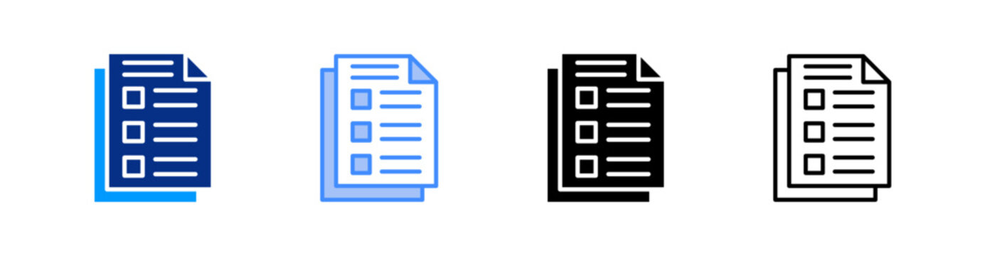 List Multiple Style Icon Set Vector 