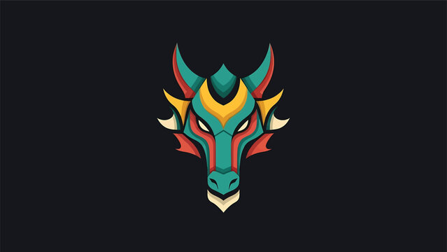 Stylized Dragon Head Emblem with Vibrant Colors.