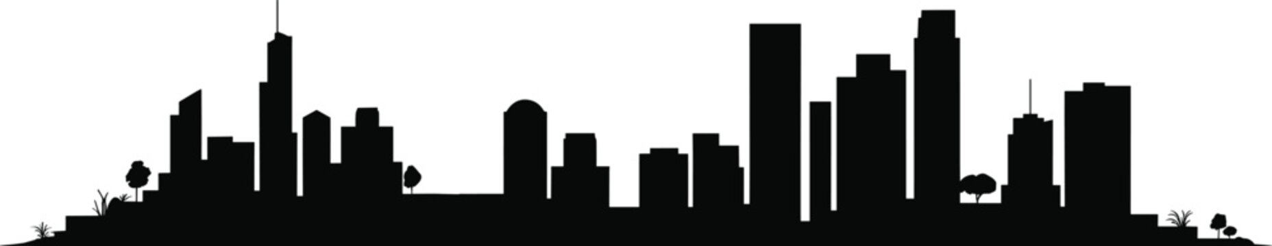 Orlando Florida skyline silhouette with modern downtown skyscrapers and urban buildings isolated on white background USA cityscape illustration for travel tourism