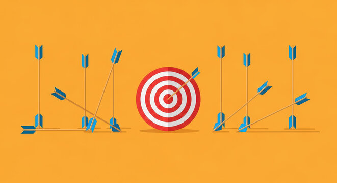 Missed Targets Goal Inaccuracy Arrows Around Bullseye Failing in Business Strategy Challenge Concept Mistakes Errors Incompetence Failure