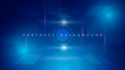 Fototapeta premium Cyberspace Tunnel Background with Hexagonal Patterns and HUD