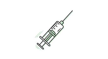 Simple Line Drawing of a Medical Syringe with Liquid.