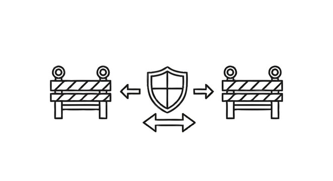 Security Shield Between Two Construction Barriers.