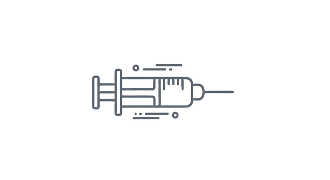 Simple Line Art Illustration of a Medical Syringe.