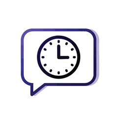 Clock inside a speech bubble icon representing time management.