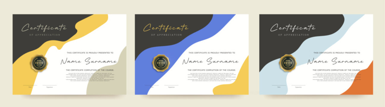 Elegant certificate diploma template with clean layout suitable for award appreciation completion or achievement in education or corporate use