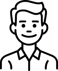 Obraz premium Hand Drawn Male Customer Service Agent Black and White Avatar Illustration in Minimal Line Art Style Design