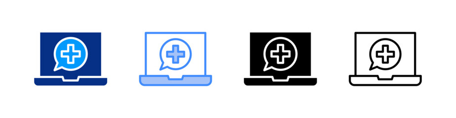 Fototapeta premium Online Care Multiple Style Icon Set Vector 