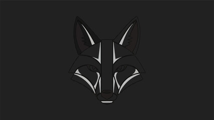 Fototapeta premium Stylized Fox Head Logo Design Minimalist Black and White.