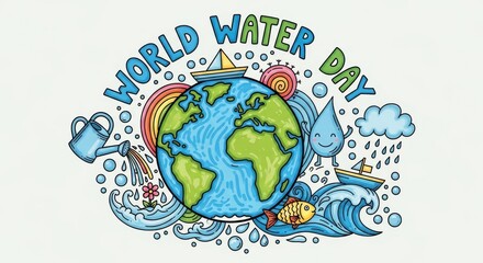 Naklejka premium Colorful Illustration for World Water Day Celebrating Nature's Resources