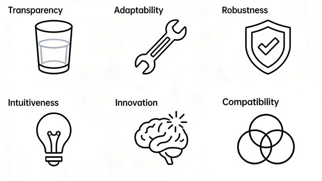 Transparent, adaptable, innovative, and compatible, the product is easy to use with innovative and compatible concepts, suitable for digital software product function promotion scenarios.

