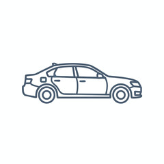 Fototapeta premium A minimalist outline drawing of a four-door sedan car