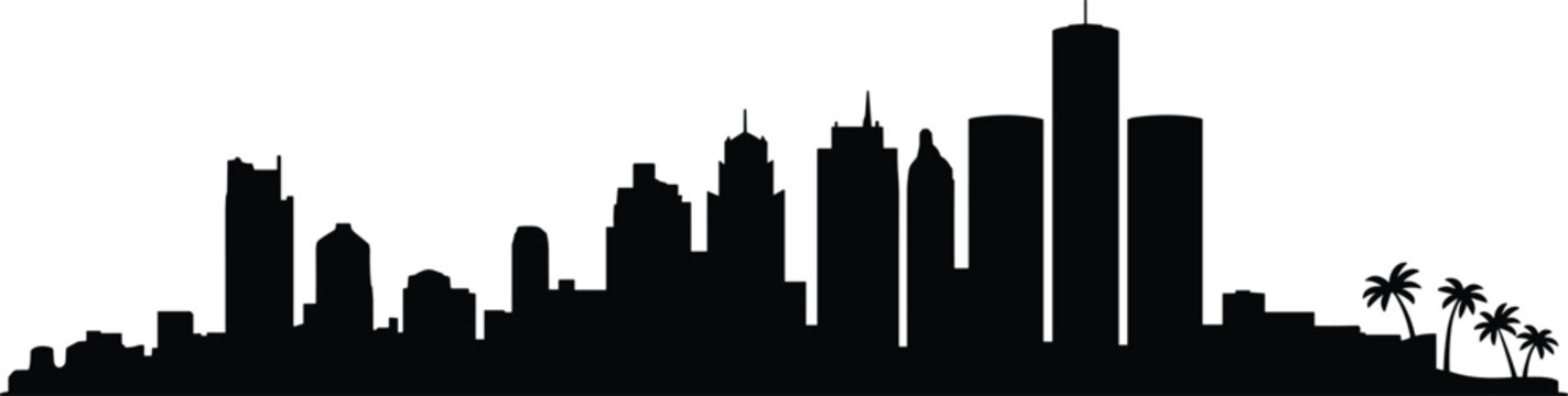 Tampa Florida skyline silhouette with modern downtown skyscrapers and palm trees isolated on white background urban cityscape panorama vector illustration